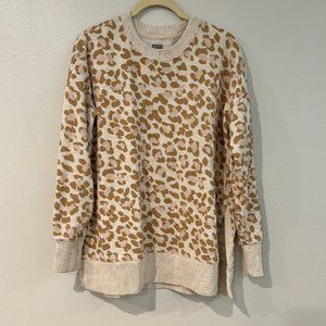 Aerie summer fleece sweatshirt in tan pink leopard print
